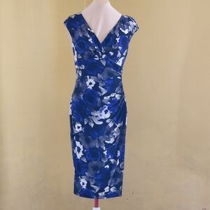 EUC Lauren Ralph Lauren Dress, Blue Floral, Size 6